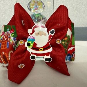 Festive Red Santa Hair Bow for Kids